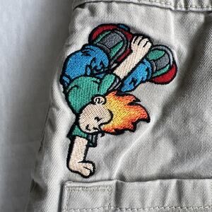 Vtg 90s JNCO Flamehead Khaki Shorts Youth 14 Fits 26 27 3-Patch Baggy Skater Y2K